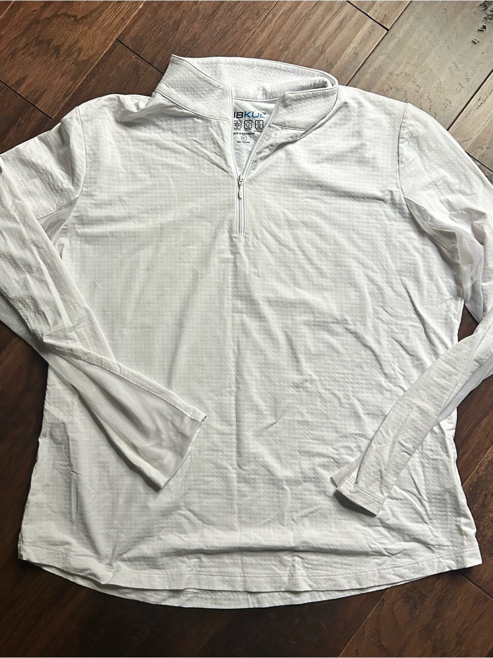 IBKUL White Long Sleeve Quarter-Zip Performance Top Golf XL UPF 50